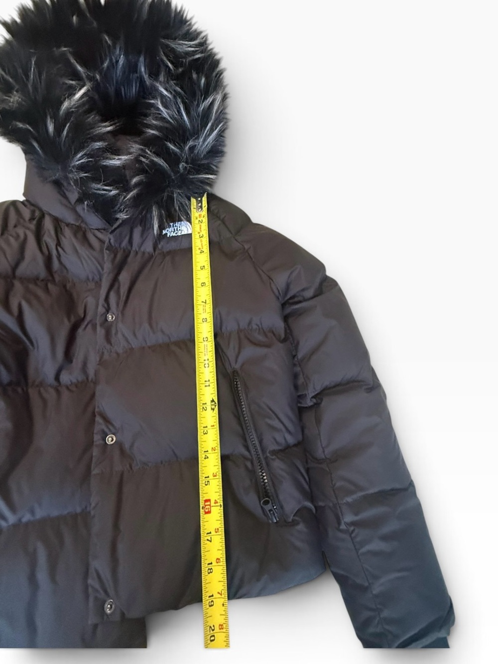 The North Face Black Down Puffer Faux Fur Hood Jacket M - Picture 7 of 13